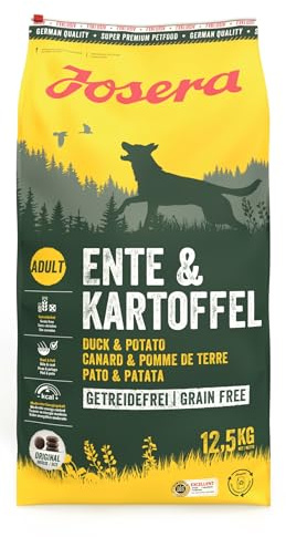 Josera Ente & Kartoffel | 1 x 12,5 kg | Trockenfutter für Hunde | Getreidefrei | Für ausgewachsene Hunde mittlerer und großer Rassen