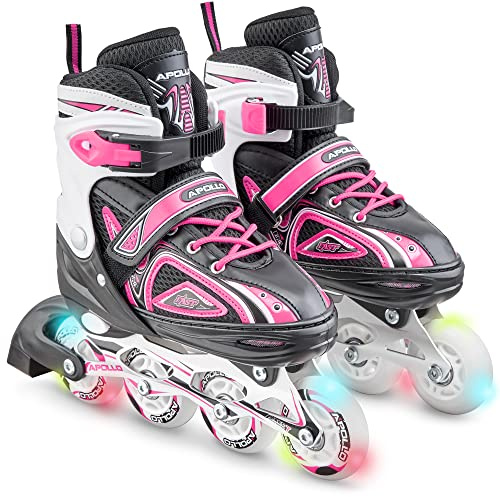 Apollo Super Blades Inliner Kinder & Damen, größenverstellbar, mit LED | Größenverstellbare LED Inline Skates: Inlineskates für Kinder, Damen & Herren, Rollerblades, mitwachsend
