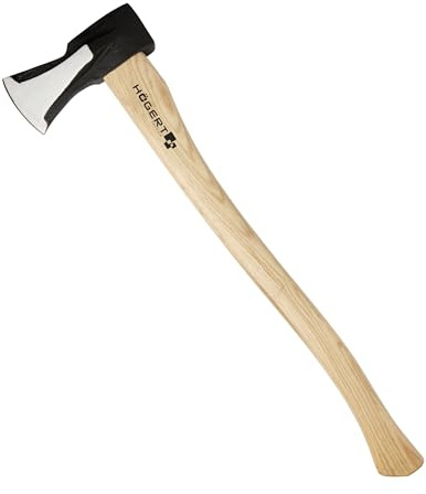 HÖGERT TECHNIK Spaltaxt 2000g, Hickory-Holzgriff, gehärteter Stahl, 47-55 HRC, UV-Beschichtung, Keilbefestigung, extra Stabilität, ideal zum Spalten von Baumstämmen und Holz