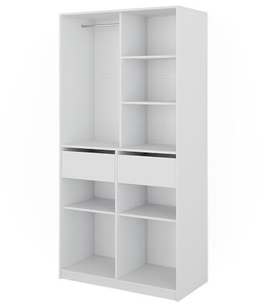 Vicco Kleiderschrank Elmo, Weiß, 100 x 200 cm | mit 2 Schubladen, für flexible Aufbewahrung verschiedenster Kleidungsstücke