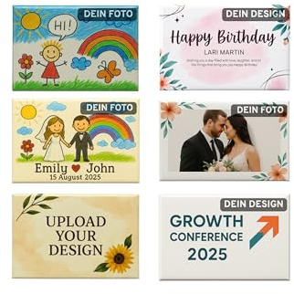 6er Set personalisierte Fotomagnete selbst gestalten, 78x53 mm mit eigenem Foto selbst gestalten, Geschenkbox inklusive, Made in DE, Foto-Magnet Kühlschrankmagnete