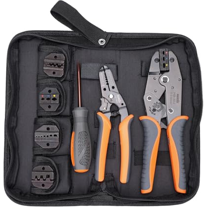 iCrimp Crimpzange Set, 5-in-1 Crimpwerkzeug 0,5–6 mm² mit Abisolierer und Kabelschneider, geeignet für isolierte und unisolierte Kontakte, Elektro Installationszange für Auto Kabelverbinder