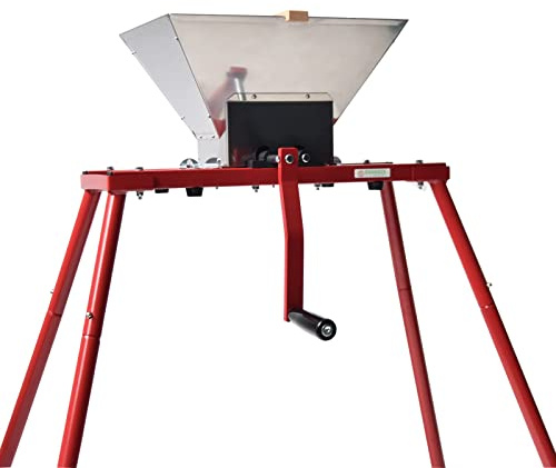 SQUEEZE master 7L Obstmühle mit Ständer, Edelstahl Apfelpresse, 7 Liter Handmühle, Edelstahltrichter, Nylonzähne