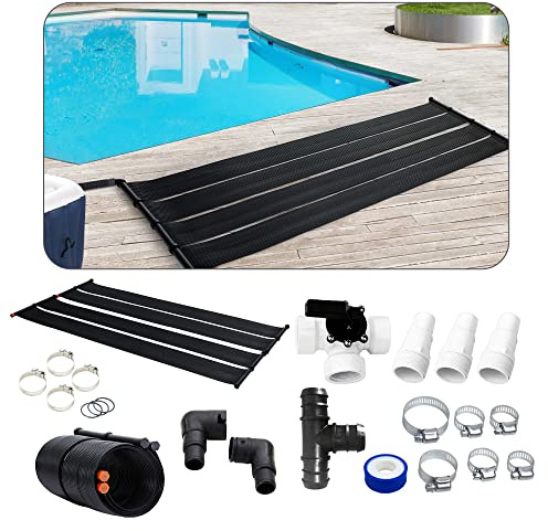 Arebos 2X Solarheizung Solarkollektor Poolheizung | 2er Set | 300x66 cm | UV-beständiger Kunststoff | Schwarz | Beliebig erweiterbar | inkl. Bypass-Set