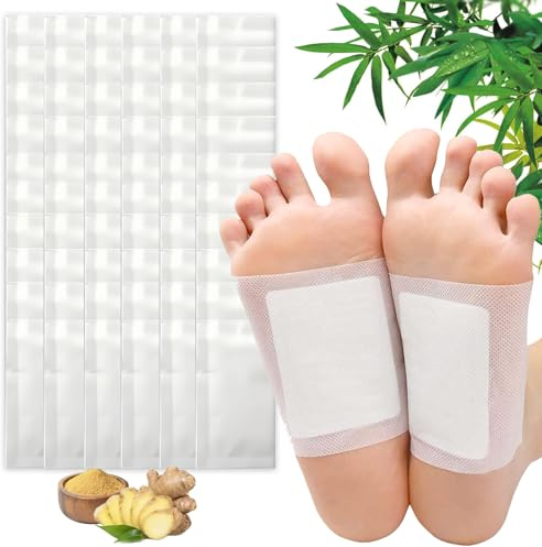 Entgiftungspflaster Füße 60 Stück Fußpflaster Detox Fußpads Deep Cleansing Foot Pads Entgiftungspflaster Füße für Stressabbau & Tiefschlaf 100% natürliche Fußpads Fördert die Durchblutung