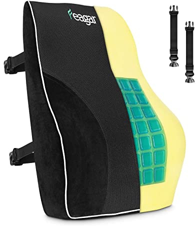Feagar Gel Rückenkissen Memory Foam Für Bürostuhl & Auto | Kühlendes Lordosenkissen Für Bürostuhl, Autositz, Gamer-Sessel, Sofa, Entlastung Bei Homeoffice, Reise Und Zuhause