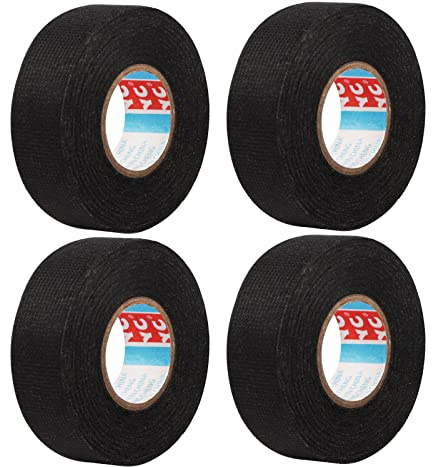 Feuerlos 4 Stück KFZ Gewebeband, 19mm x 15m Klebeband Kabelbaum, Gewebeband Panzerklebeband Kabelbäume Elektriker Band, Auto Kabelbaum Filzband für Kabelbäume Elektrisches Klebeband
