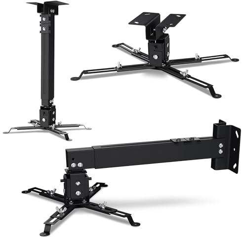 Overmax Ceiling Mount Projektorhalterung bis zu 20 kg, verstellbare Länge 25 Grad Winkelverstellung, Hergestellt aus Stahl, Wand- und Deckenmontage, leichte und stabile Konstruktion