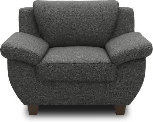 DOMO. collection Panama Sessel, Polstersessel, Einzelsessel, Sofa Garnitur, 3-2-1, anthrazit, 108 cm | Sessel mit gepolsterten Armlehnen und Holzfüßen im klassischen Design für hohen Sitzkomfort, 108 cm