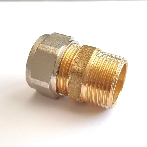 H2O-Flex® 16er Schraubfitting - Übergang mit 1/2" Aussengewinde für Klemmringverschraubung für Aluverbundrohr und Mehrschichtverbundrohr DVGW