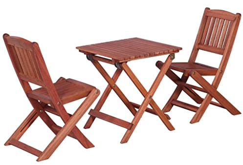 vidaXL Eukalyptusholz Massiv Bistro Set 3-TLG. Sitzgruppe Gartenmöbel Kinder
