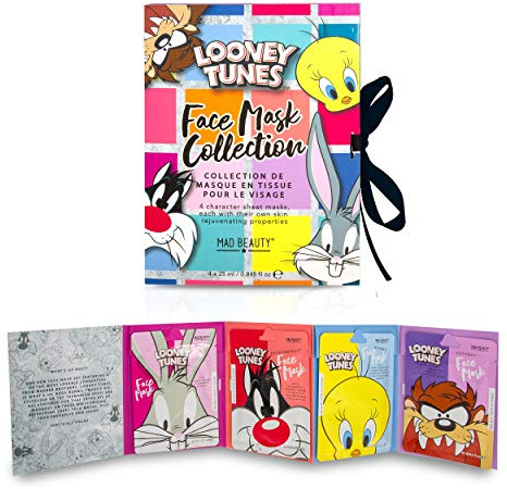 MAD Beauty Looney Tunes Gesichtsmaske Set: 4 Tuchmasken von Bugs Bunny, Tweety, Taz & Sylvester