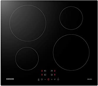 Samsung NZ64M3NM1BB Autarkes Induktionskochfeld, 60 cm große Herdplatte aus Glaskeramik, Rahmenlos, 4 Kochzonen mit Touch Steuerung, 9 Leistungsstufen, 4 Booster, Kindersicherung, Schwarz
