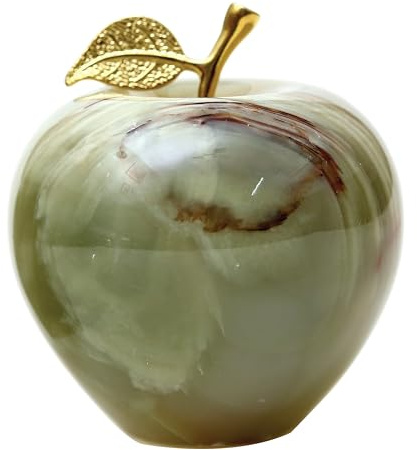 Radicaln Handgefertigter Apfel-Briefbeschwerer, Marmor-Dekorationsgegenstand aus grünem Onyx, 7,6 cm, Heimdekoration — ideal als Arbeitszimmerdeko