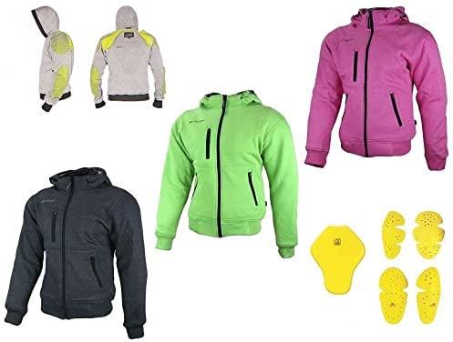 HEYBERRY Damen Hoody Motorradjacke Roller Hoodie mit Aramid Pink Gr. S