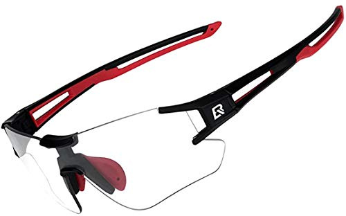ROCKBROS Fahrradbrille Selbsttönend für Damen Herren, Photochrome Radsportbrille Sonnenbrille mit UV400 Schutz Transprante Gläser für Outdoorsports