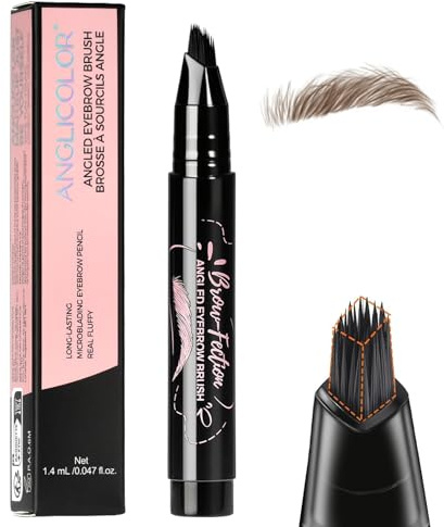 Augenbrauenstift Härchenzeichnung, Upgrade Eyebrow Pencils 2.0 mit abgewinkeltem Augenbrauenpinsel, Haarähnliche Striche, Wischfest, Transferfest, Einfach zu Benutzen - 01 BROWN