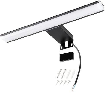 da LIGHT LED Spiegellampe 8W 580LM, Badzimmerlampe 30CM, IP44 Spritzwassergeschützt Spiegelleuchten, 4000K Neutralweiß Einfache Installation, Farbe Schwarz