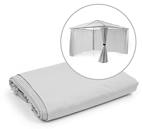 blumfeldt Pantheon Solid Sky Ambient Solar Pavillon-Seitenwände, Zubehör-Set: 4 Seitenwände, Blick- und Windschutz, Material: 140 g/m² Polyester, wasserabweisend, Maße: ca. 3 x 4 m, hellgrau
