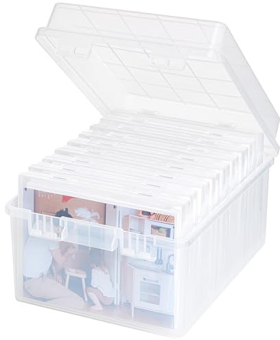 Lifewit Fotobox Aufbewahrungsbox 28 x 22 cm/11x8 mit 9 PCS innere Fotohalter, 13x18cm 5R, Kunststoff Foto Box für Karten Bilder Stempel Saatgut Bürobedarf Bastelbox mit Etikettensticker, Klar
