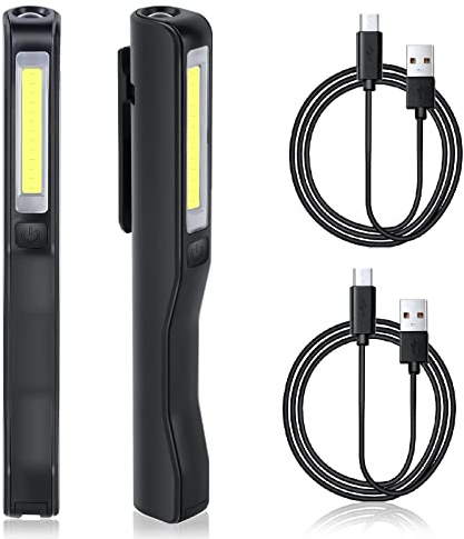 flintronic Werkstattlampe, LED Arbeitsleuchte, COB Arbeitsleuchte, LED Handlampe Wiederaufladbare, Superhelle LED Inspektionsleuchten mit Magnet Clip und USB Ladungskabel Schwarz (2 Stück)…