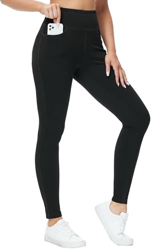 THE GYM PEOPLE Jeggings Damen Stretch High Waist Yogahose Bauchkontrolle Skinny Jeans Leggings mit Taschen