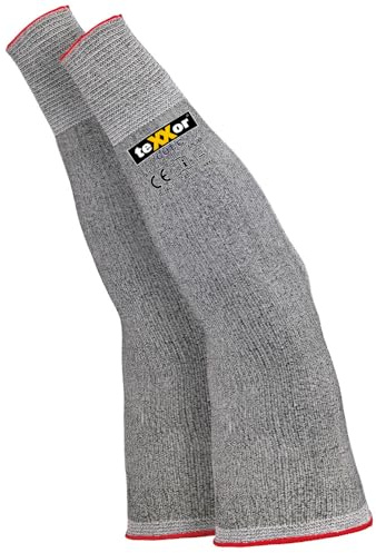 texxor 6 Stück Schnittschutz-Armstulpen 2613, CUT C, Packung, grau-schwarz, 12/XXXL, Unterarmschutz, Schnittschutz-Armstulpen