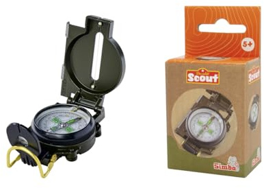 Simba 109452665 - Scout Kinder-Kompass ab 5 Jahre - aufklappbarer Taschenkompass mit Metallgehäuse und Visiereinrichtung, Forscher- und Entdecker-Spielzeug für Mädchen und Jungen