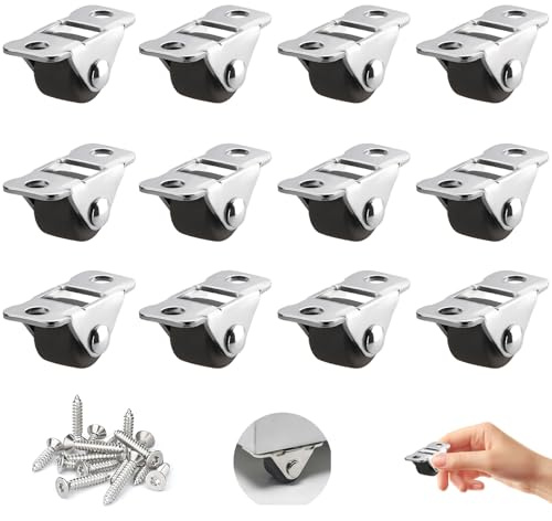 12 Stück Möbelrollen Klein,1.2 cm Mini Lenkräder Gummirollen Laufrollen, Kleine Führungsrollen, Möbel Bockrollen mit Metallplatte und Schrauben, Rollen für Möbel Kleingeräte DIY Projekte