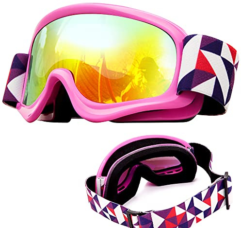 Tyuodna skibrille kinder, Anti-Fog Skibrille sonnenbrille kinder,UV-Schutz ski Goggle,Skibrille für Brillenträger,Schutz Winddicht Snowboadbrille,Skibrillen