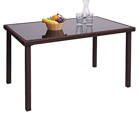Mendler Poly-Rattan Tisch HWC-G19 120x75cm - braun | Gartentisch, Balkontisch