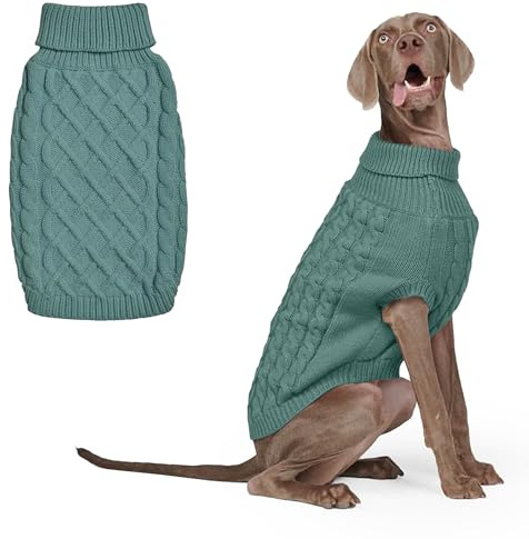Spark Paws Strickpullover für Hunde – Weicher, Warmer Winterpullover für kleine, mittelgroße und große Hunde – Pullover für Französische Bulldoggen, Pitbulls, Hündinnen und Rüden, (Pine Green,3XL)