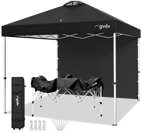 GVDV Pavillon 3x3 Pop Up Wasserdicht Stabil mit 1 Seitenteil, Rollentasche