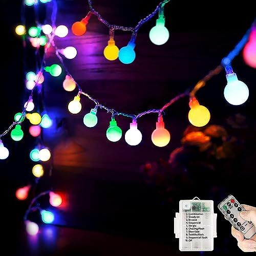 Lichterkette Batterie, 40LED 5M Lichterkette Weihnachtsdeko, 8 Modi mit Fernbedienung, IP65 wasserdicht, geeignet für Balkon, Garten, Weihnachten und andere Innen- und Außendekorationen (Mehrfarbig)