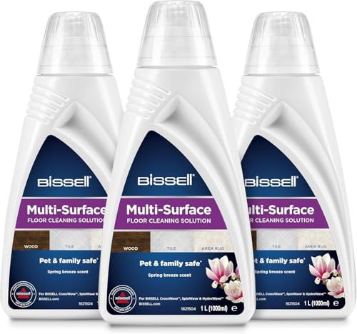 BISSELL Mehrflächen-Bodenreinigungslösung, für BISSELL CrossWave & SpinWave, 3er-Pack, 1 l, tägliche Reinigung versiegelter Hartböden und Teppichläufer, 2885