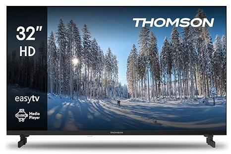 Thomson 32 Zoll (81 cm) HD Easy TV, LED Fernseher (Ohne Smart-TV), Triple-Tuner (DVB-T2/C/S2), Dolby Audio, Hotel-Modus, Multimedia-Player, Beleuchtete Fernbedienung, 3X HDMI, 32HD2S13