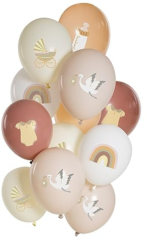 Folat 25157 Luftballons Set Latex - Sweet Baby 33cm - 12 Stück - Für Geburt Willkommen Zuhause Baby Empfang Partei Dekoration für Familie Partei, Pastell
