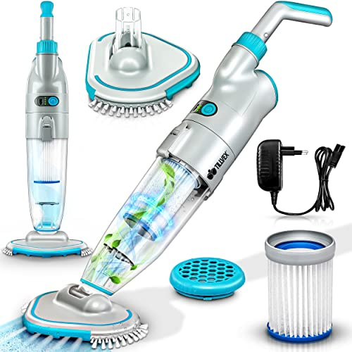 tillvex® Poolsauger mit Akku & Turbo-Modus | Pool Bodensauger mit Filter | Poolreiniger elektrisch mit Absaugung 4200L/H | Handsauger Reinigungsset kabellos Pool & Spa | Laufzeit bis zu 60 Minuten
