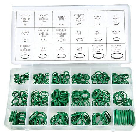AMSAMOTION O-Ring Sortiment Nitrile 270 Stück. 18 Größen - HNBR Dichtungsring Set Öl Säure Kraftstoff UV Temparatur Beständig Dichtringe Gummi Dichtungsgummi Kit Reparatur Auto Fahrzeug Klimaanlage