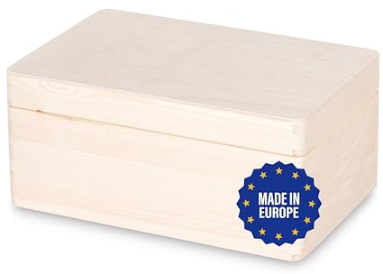 Pinus Holzbox mit Deckel, 30x20x13,5 cm, Klappdeckel | Kiefersperrholz, staubdicht, für Fotodeko, Handwerk, stapelbar, glatt geschliffen