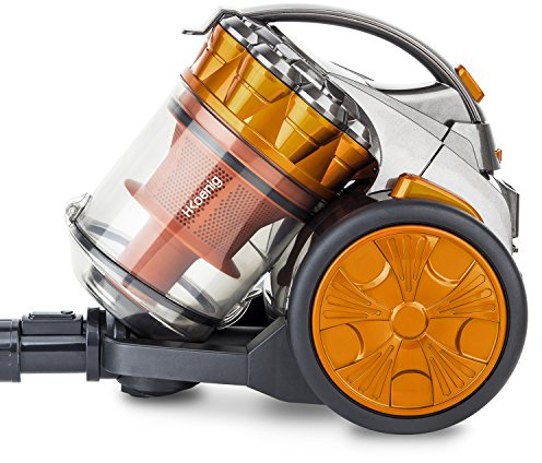 H.Koenig STC60 Beutelloser Multizyklon Bodenstaubsauger Kompakt+ Orange, Energieeffizienzklasse AAA, HEPA-Filter, Geräuscharm, Leistungsstark, Effizient,Inklusive Bürste, 2-in-1-Flachdüse