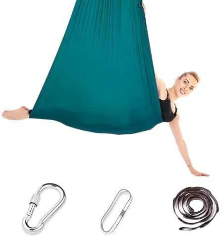 iPalamila Aerial Yoga Hängematte Set, Aerial Yoga Swing Air Fliegen, Nestschaukel, Yoga-Schaukel Hammock Swing 200 Kg Max. Tragfähigkeit Mit Beschläge, Anti-Gravity-Übungen(Grün,150x280CM)