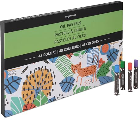 Amazon Basics Weiche Ölpastellkreiden-Set für Künstler, Anfänger, Studenten, Lehrer, 1 Stück, 48 Farben