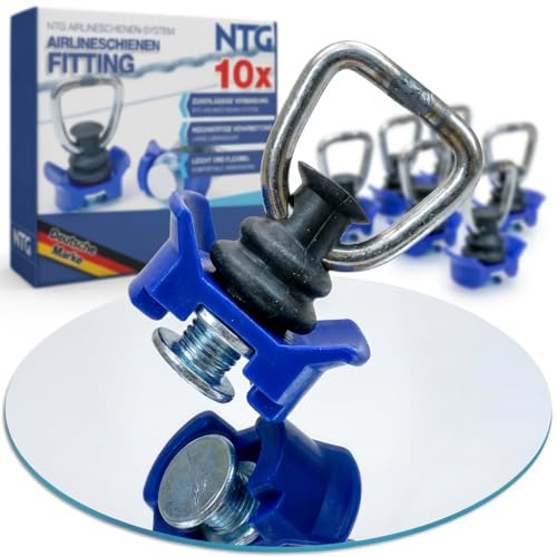 NTG Airlineschiene Fitting 900 daN – Robustes Airlineschiene Zubehör mit Verzurrösen – Single Endbeschlag für sichere Ladungssicherung & Transport – 10 Stück