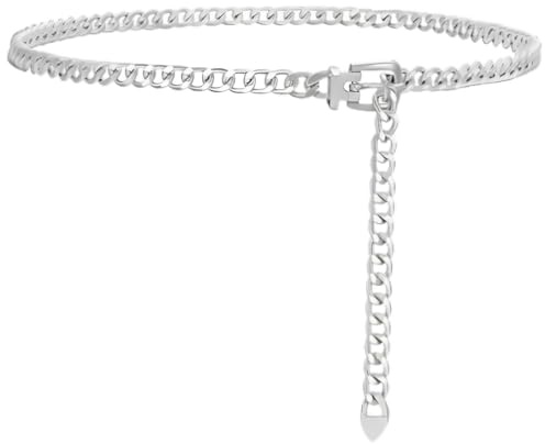 WUSJCOF Damen Schmuckgürtel Silber Elegant Verstellbare Metallkette Modeaccessoire für Festkleider