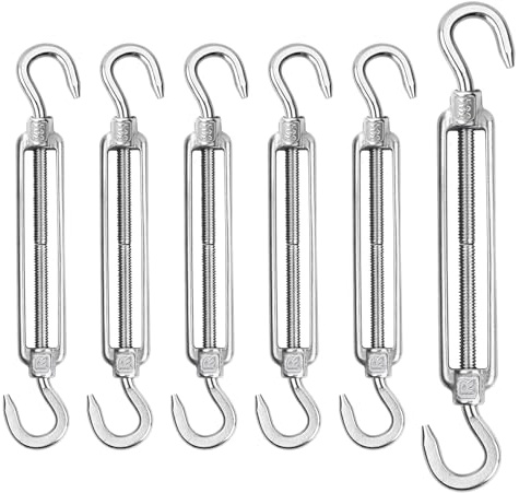Forhandy 6 Stück Spannschloss, M6 Seilspanner Edelstahl 304 Spannschlösser, Verstellbare Drahtspanner Haken/Haken Heavy Duty Spannhaken