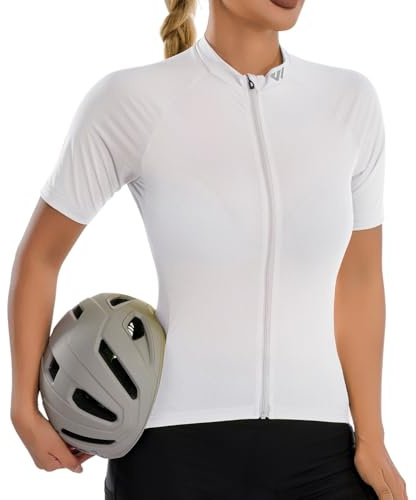 Lo.gas Radtrikot Damen Kurzarm,Fahrradtrikot Rennrad Trikot Atmungsaktiv Frauen Fahrrad Shirt Sommer Fahrradjacke Radfahren Top Mit 3 Taschen S Beige