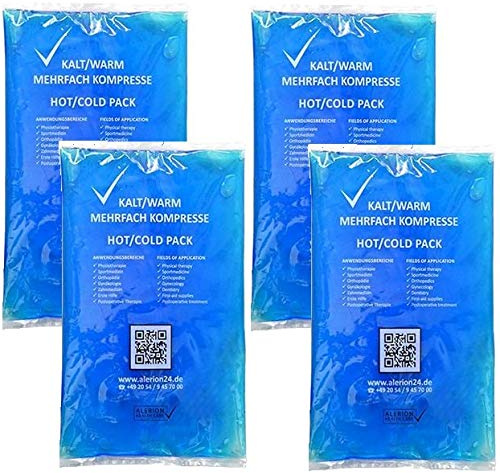 ManyMore 4 STK. 9 x 16 cm Kalt-Warm-Kompressen - Kühlkompressen Kühlkissen Kältekompressen Kühlpads Mehrfachkompressen Gelkompressen - Mikrowellen-geeignet Wiederverwendbar - Modern Blau