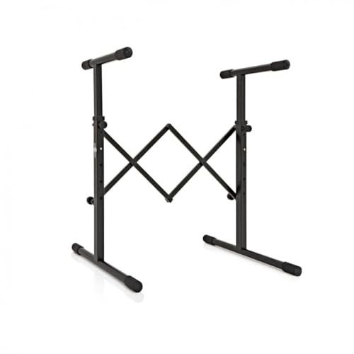 Gear4Music Universal-Instrumentenständer für Keyboards, Verstärker, Pads | Passt für Keyboards, Verstärker, Drumpads und Lautsprecher, unabhängig höhenverstellbare Arme, klappt flach, 60kg max. Last