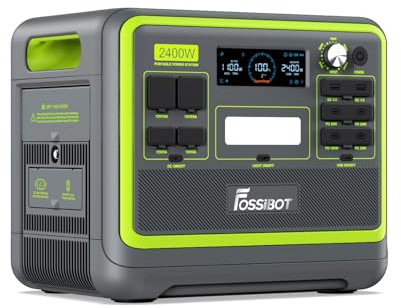 FOSSiBOT Tragbare Powerstation F2400, Solargenerator 2048Wh LiFePO4 Batterie-Backup mit 2400W 3X AC Ausgängen (4800W Peak) 230V, Power Station für Outdoor-Camping, Wohnmobil-Reisen, Hausgebrauch